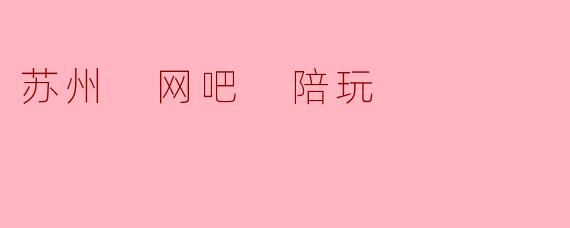 苏州 网吧 陪玩